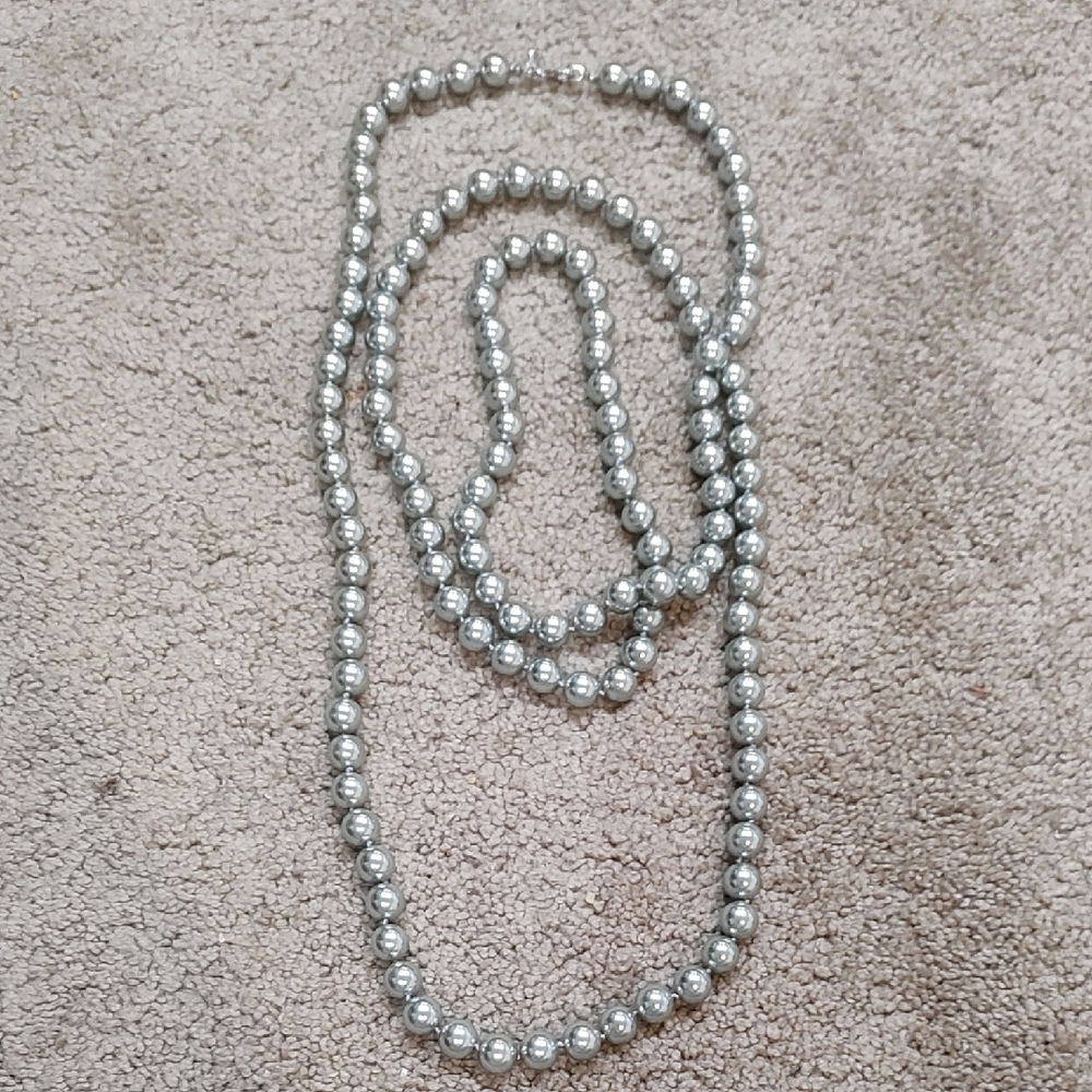 Linea By Louis Dell'Olio Oval Bead Necklace With Metallic Gray Faux Pearls
